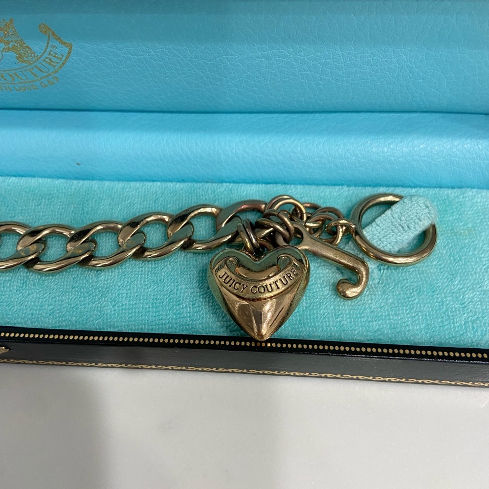 Gold chain Juicy charm bracelet with box